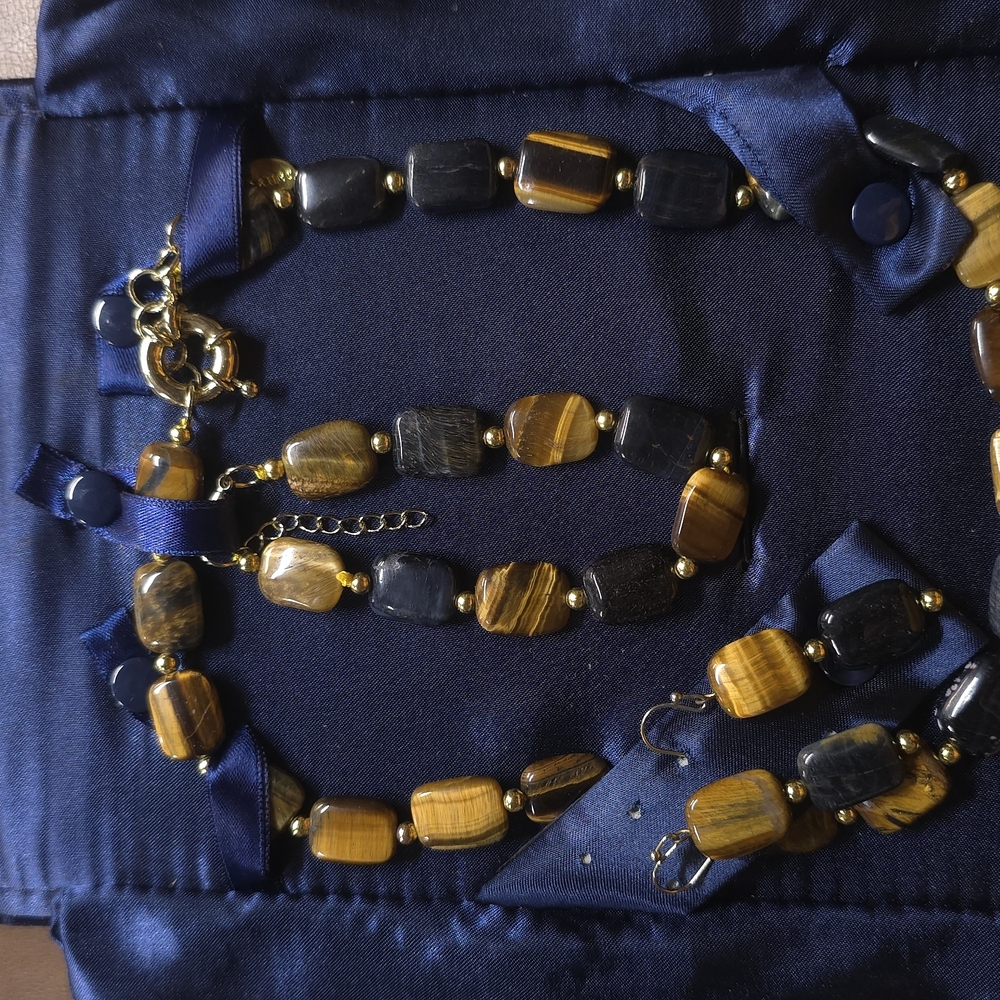 Tiger Eye Beaded Necklace and Bracelet Set